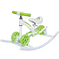 Mobo Cruiser Wobo Rocking Horse Ride On & Baby Balance Bike,Green & White