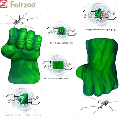 Incredible HOK Superheros Gauntlet Smash Hands Fists Big Soft Plush Gloves Pair Costume Green