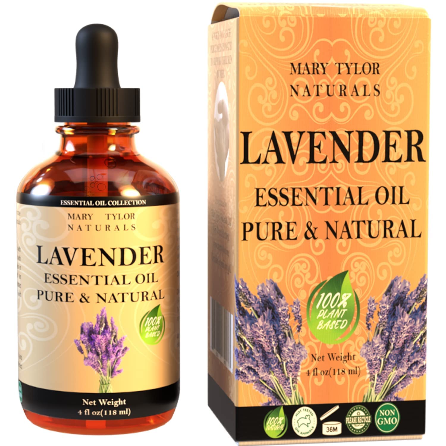 Lavender Essential Oil (4 oz) Premium Therapeutic Grade, 100% Pure and Natural, Perfect for Aromatherapy, Diffuser, DIY by Mary Tylor Naturals