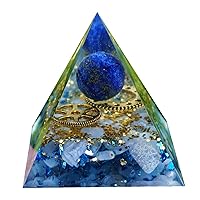 Lapis Lazuli Sphere Orgone Pyramids with Blue Chalcedony Healing Stones Reiki Energy Chakra Orgonite Crystal Decoration Gift