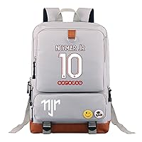 Neymar JR Student Bookbag Football Star Canvas Daypack,PSG Graphic Travel Bag Lightweight Laptop Rucksack for Teen