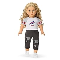 American Girl Buffalo Bills 18 inch Fan Tee with Crew Neck Striped Short Sleeve, Red and Blue, 1 pcs, Ages 6+