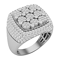 Dazzlingrock Collection Round White Diamond Flower Cluster Pinky Ring for Men (2.61 ctw, Color I-J, Clarity I2-I3) in 925 Sterling Silver, Size 11.5