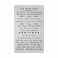 Gifts for Son - Son Steel Engraved Card - Son Inspirational Gifts from Mom Dad - Son Birthday Graduation Christmas Gifts from Parents