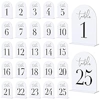 Pinkunn 25 Pcs Wedding Table Numbers Acrylic Table Numbers Acrylic Wedding Signs Table Arch Stand Table Numbers with Stands Table Signs with Base Table Numbers with Holders for Reception (Black)