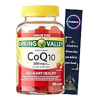 CoQ10 Spring Valley Adult Gummies, 200mg 100 Count and Bookmark Gift of YOLOMOLO