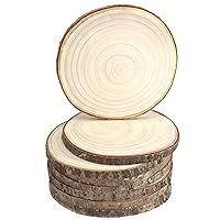 Pllieay 8Pcs 9-10 Inch Wood Slices, Natural Wood Slices for Centerpieces Large Unfinished Round Wood Pieces for Ornaments, Wood Circles for Wedding, Table Centerpieces Decor and Other DIY Crafts
