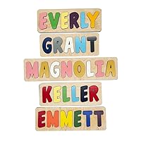Personalized Wooden Name Puzzle for Kids and Children, USA Made, Montessori Toy for Baby or Toddler, First Birthday Gift, Easter for Boy & Girl. 1-3 Years