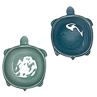 Top Brass Set of 2 – Ceramic Sea Turtle Jewelry Dish/Tray – Teal Blue and Turquoise Green Glazed Finish – Coastal Ocean Beach Décor Storage Trinket – Rings, Earrings, Necklace, Keys, Coins