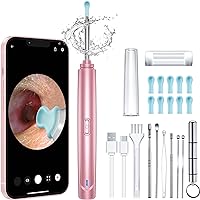 Ear Wax Removal, Ear Wax Removal Tool with 1296P HD Camera and 6 LED Lights, Upgrade Ear Cleaner with 10 Ear Pick, Ear Wax Removal Kit for iOS and Android (Pink)