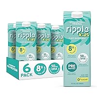 Ripple Kids Unsweetened Original Non-Dairy Milk | Vegan Milk With Pea Protein + DHA + Prebiotics | Shelf Stable Cartons | Non-GMO, Plant Based, Gluten Free | 32 oz, Pack of 6