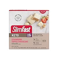 SlimFast Low Carb Snacks, Keto Friendly for Weight Loss with 0g Added Sugar, Strawberry Topped Cheesecake Snack Bar Minis, 12 Count Box (Packaging May Vary)