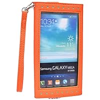 Clutch Wristlet Wallet with See Thru Screen fits Smartphone and Phablets up to 6.3-Inch - Carrying Case - Non-Retail Packaging - Orange and Green
