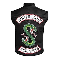 Mens Southside Serpent Cosplay Club Biker Casual Wear Black Genuine Leather Vest