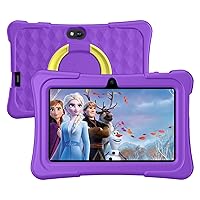 Kids Tablet, 7 inch Android Tablet for Kids, 6GB RAM 32GB ROM Quad-Core Toddler Tablet with Shockproof Case, Bluetooth, WiFi, Parental Control, 2MP+2MP Dual Camera, GPS, Games (Purple)