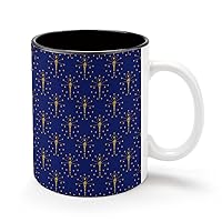 Indiana Flag 11Oz Coffee Mug Personalized Ceramics Cup Cold Drinks Hot Milk Tea Tumbler with Handle and Black Lining