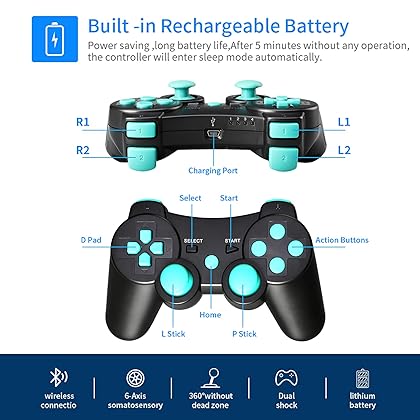 CFORWARD Controller, Controller Wireless, Remote, Wireless Rechargeable Gamepad Dual Vibration Remote Joy stick Compatible for 3