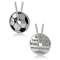 Women's Stainless Steel Soccer Ball Necklace-Phil 4:13