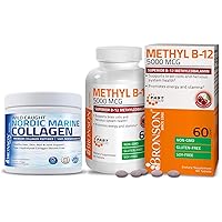 Marine Collagen Peptides Hydrolyzed Protein Powder + Methyl B12 5000 mcg Vitamin B12 Methylcobalamin