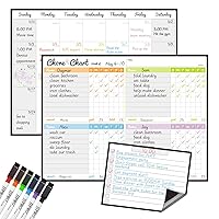Magnetic Dry Erase Chore Chart and Calendar Bundle for Fridge - Chore Chart for Multiple Kids,Monthly Calendar,One Bonus to-do Whiteboard and 6 Extra Fine Tips Markers Included!