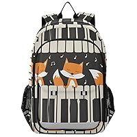 ALAZA Cute Foxes Piano Keys Backpack Bookbag Laptop Notebook Bag Casual Travel Daypack for Women Men Fits15.6 Laptop