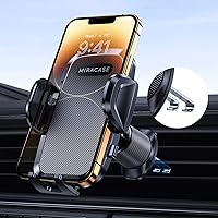 Miracase Car Phone Holder Mount, [Upgraded Dual Metal Hook Clip] Universal Phone Holders for Your Car, Hands Free Air Vent Car Mount Compatible with iPhone Samsung Google and All 4.0-7.2 inches Phones