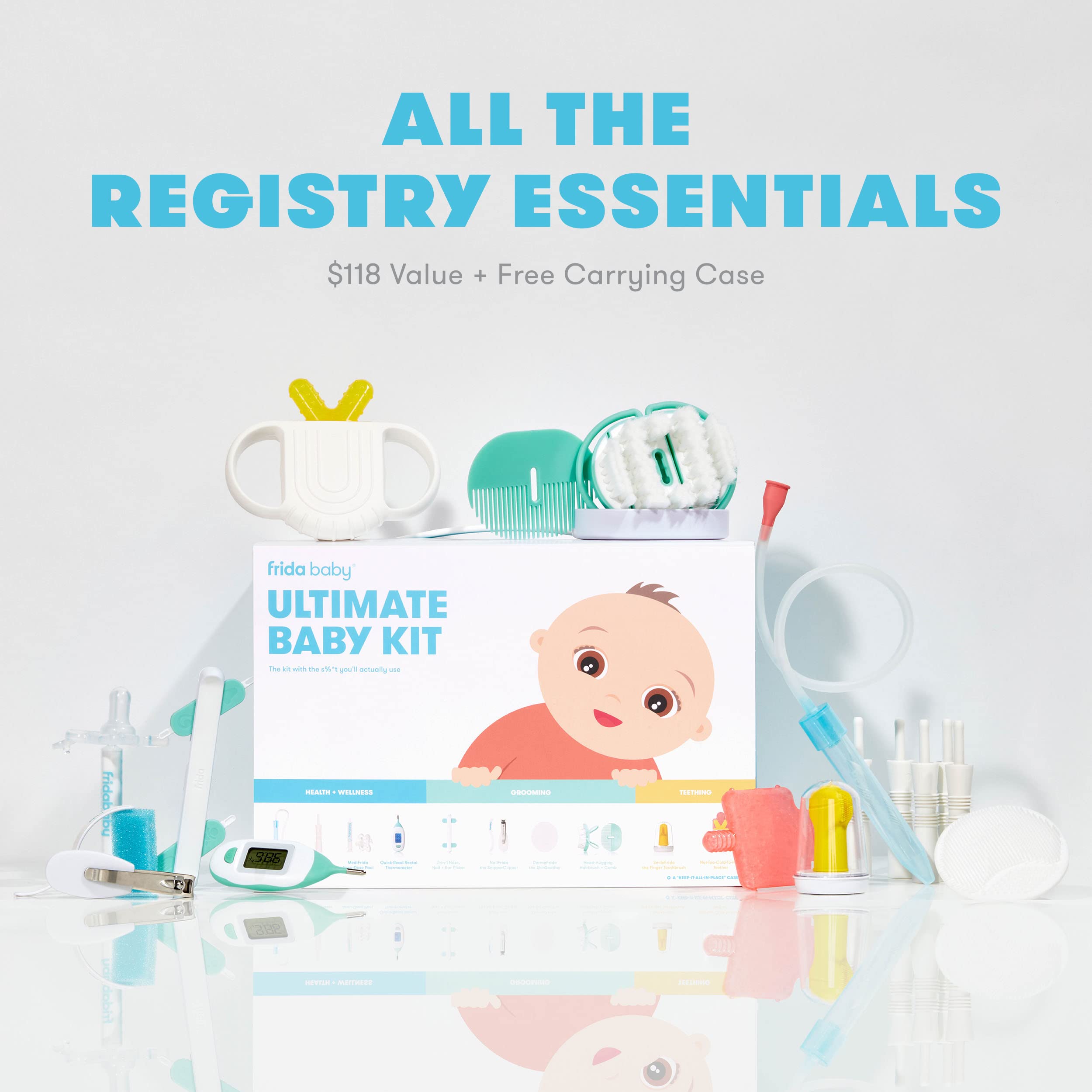 Frida Baby Ultimate Baby Kit | The complete baby health & wellness, grooming, and teething kit