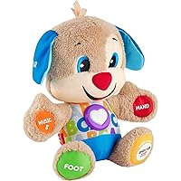 Fisher-Price Laugh & Learn Baby & Toddler Toy Smart Stages Puppy with White Shirt, Interactive Plush Dog with Music and Lights for Ages 6+ Months