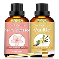 Sedbuwza Cherry Blossom Oil Bundle with Vanilla Essential Oil Set, 100% Pure and Natural Essential Oils with Premium Glass Dropper