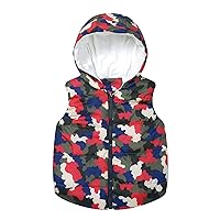 Kids Boys and Girls Sleeveless Hoodie Warm Vest Coat Zipper Print Waistcoat Jacket
