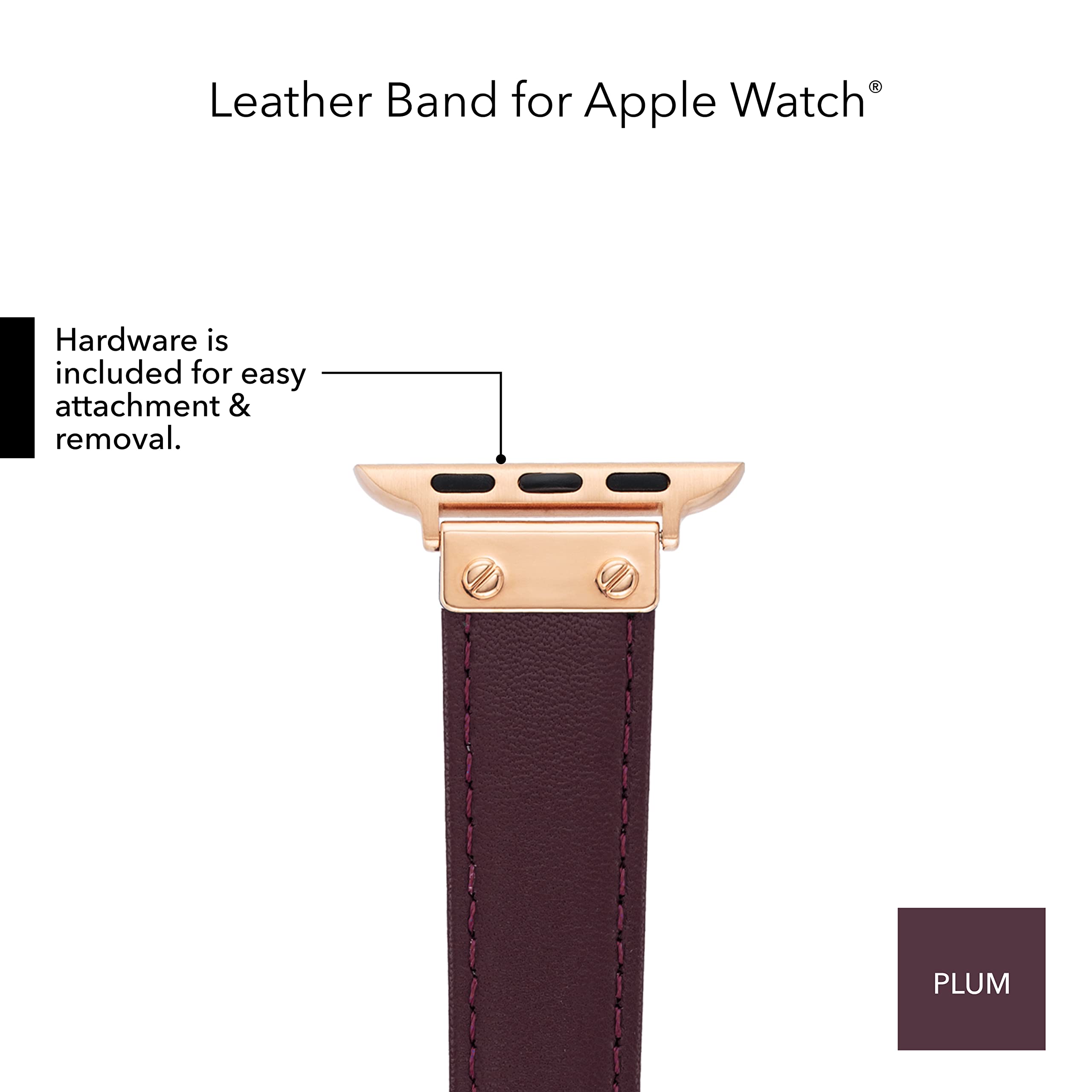 Anne Klein Leather Fashion Band for Apple Watch Secure, Adjustable, Apple Watch Band Replacement, Fits Most Wrists