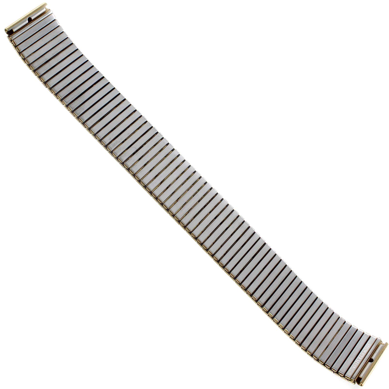 18mm Hirsch Stainless Steel Gold Tone Stripe Relief Expansion Watch Band 3140