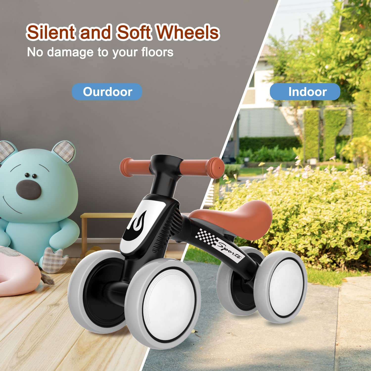 Baby Balance Bike Toys for 1 Year Old Boy Gifts, 10-36 Month Toddler Balance Bike, No Pedal 4 Silence Wheels & Soft Seat Pre-School First Riding Toys, One Year Old Boy Birthday Gifts.
