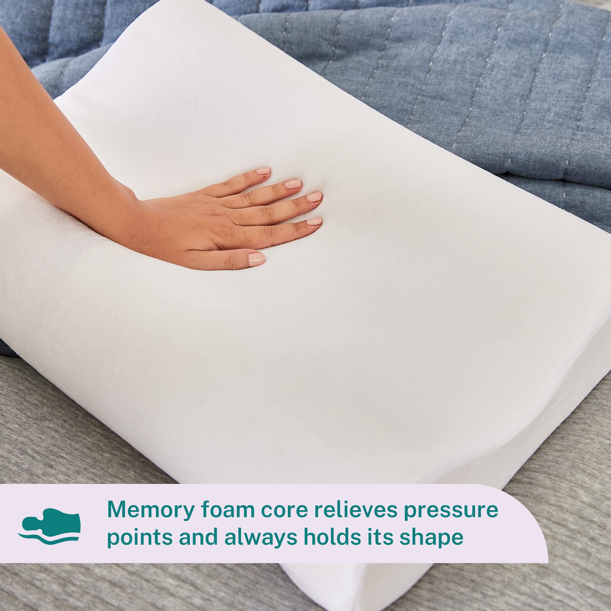 Sleep Innovations Memory Foam Contour Pillow, Queen Size, Head, Neck, and Shoulder Alignment, Side and Back Sleepers, Medium Support