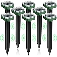 8 Pack Upgrade Mole Repellent for lawns Gopher Repellent Ultrasonic Solar Powered Snake Repellent Deterrent Mole Repeller Vole Repellent Outdoor Lawns Garden Yard All Pests Sonic Spikes Stakes Chaser