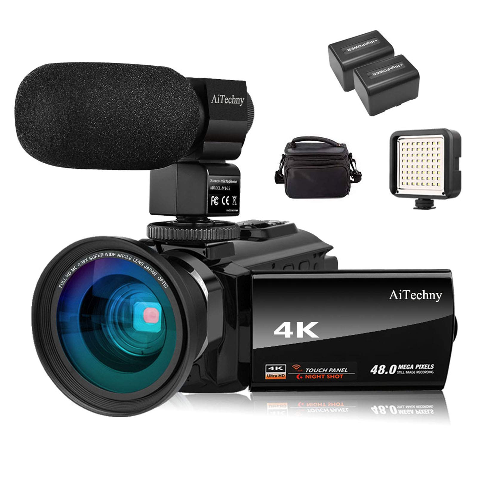 AiTechny Video Camera 4K Camcorder Vlogging Camera for YouTube Ultra HD 48MP Digital WiFi Camera 3.0