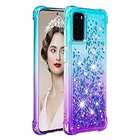 Case for Galaxy A32 4G,Gradient Bling Sparkle Moving Glitter Quicksand Crystal Phone Case with Anti-Fall Angle for Samsung Galaxy A32 4G(Blue/Purple)