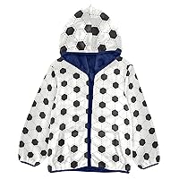 White Black Football Soccer Big Girls Jackets with Sherpa Lining Toddler Boy Dress Coat Navy Blue Winter Baby Boy