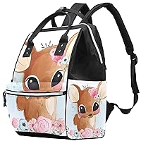 Diaper Bag Cute Deer Backpack Waterproof Care Bag Multifunctional Nappy Changing Bag For Men Women 10.6x7.8x14in