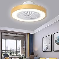 Ceiling Fan Lights with Remote Control Fan Light Dimmable Ceiling Fans with Lights and Remote for Bedrooms Ceiling Fans Withps Silent in Lighting 3 Speeds Timer/Yellow