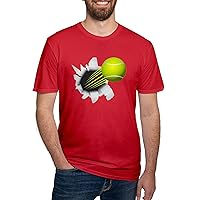 CafePress Tennis Ball Flying Out of Hole T Men's Fitted T