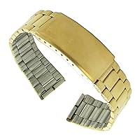 20mm T&C Stainless Semi-Solid Wide Link Gold Tone Deployment Buckle Watch Band