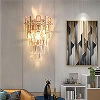 Modern Crystal Wall Sconce Gold Wall Lamp Crystal Vanity Wall Lights Fixtures with Metal Champagne Finish Clear Crystal Wall Mount Light