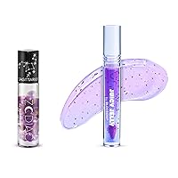 Blossom Zodiac Sign Vanilla Scented Moisturizing Roll on Lip Gloss with Crystals + Juicy Jelly Lip Care Fruit Flavored Nourishing Lip Oil, 2 Pack Bundle, Sagittarius/Grape