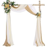MoKoHouse Wedding Arch Outdoor Indoor White Sheer Backdrop Curtain 3 Panels Chiffon Fabric Drapery 6 Yards Nude and Cream Party Background Drapes Wedding Decoration