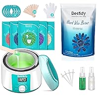 Bestidy Waxing Kit for Women and Men Home Wax Warmer with 5 Pack 100g and 1 pack 500g Hard Wax Beans