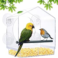 Acrylic Clear Window Bird Feeder with Strong Suction Cups and Sliding Seed Tray