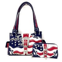 American Flag Rhinestone Handbag, Purse Wallet in Multi Colors