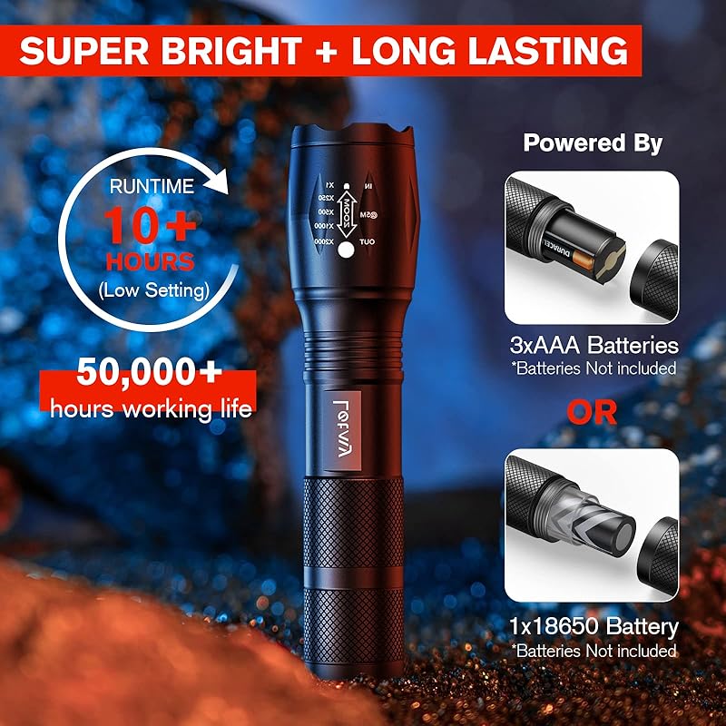 Mua LETMY LED Tactical Flashlight S1000 PRO Pack Bright Military Grade  Flashlights High Lumens Portable Handheld Flash Lights with Modes,  Zoomable, Waterproof for Camping Outdoor Emergency trên Amazon