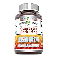 Amazing Formulas Quercetin Berberine | 250 mg Berberine and 250 mg Quercetin | Veggie Capsules Supplement | Non-GMO | Gluten Free | Made in USA (30 Count)